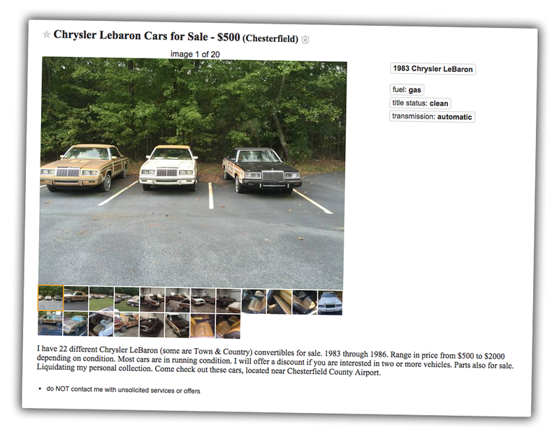 Illustration for article titled The World's Most Baffling Car Collection Is For Sale On Craigslist
